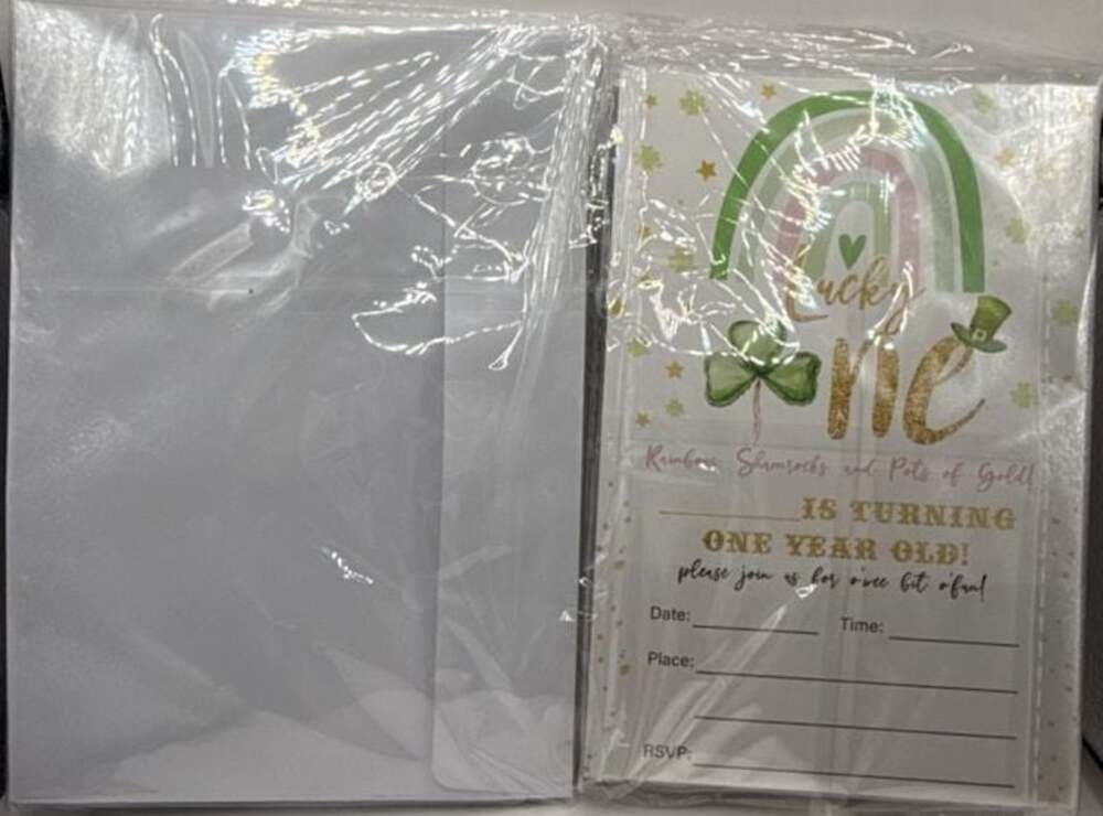 Lucky One St. Patrick's Day First Birthday Party Invitations with Envelopes